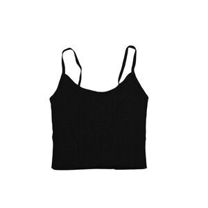 Almina Concept Ribbed Cami Sweater Top in Black